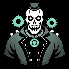 Steampunk Scary Clown Eerie Carnival Glow with Gears and Steam for T-Shirts