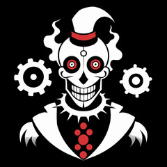 Steampunk Scary Clown Eerie Carnival Glow with Gears and Steam for T-Shirts