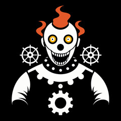Steampunk Scary Clown Eerie Carnival Glow with Gears and Steam for T-Shirts