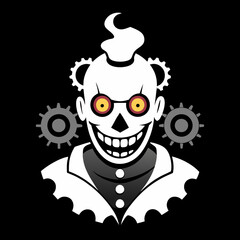 Steampunk Scary Clown Eerie Carnival Glow with Gears and Steam for T-Shirts