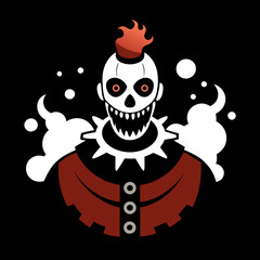 Steampunk Scary Clown Eerie Carnival Glow with Gears and Steam for T-Shirts