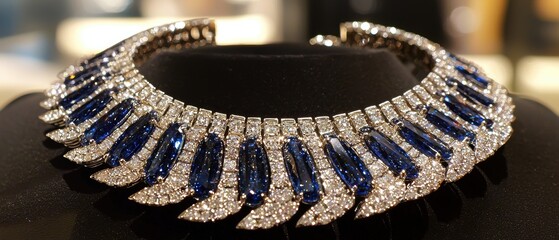 Luxurious diamond collar necklace with sapphires an opulent jewelry showcase
