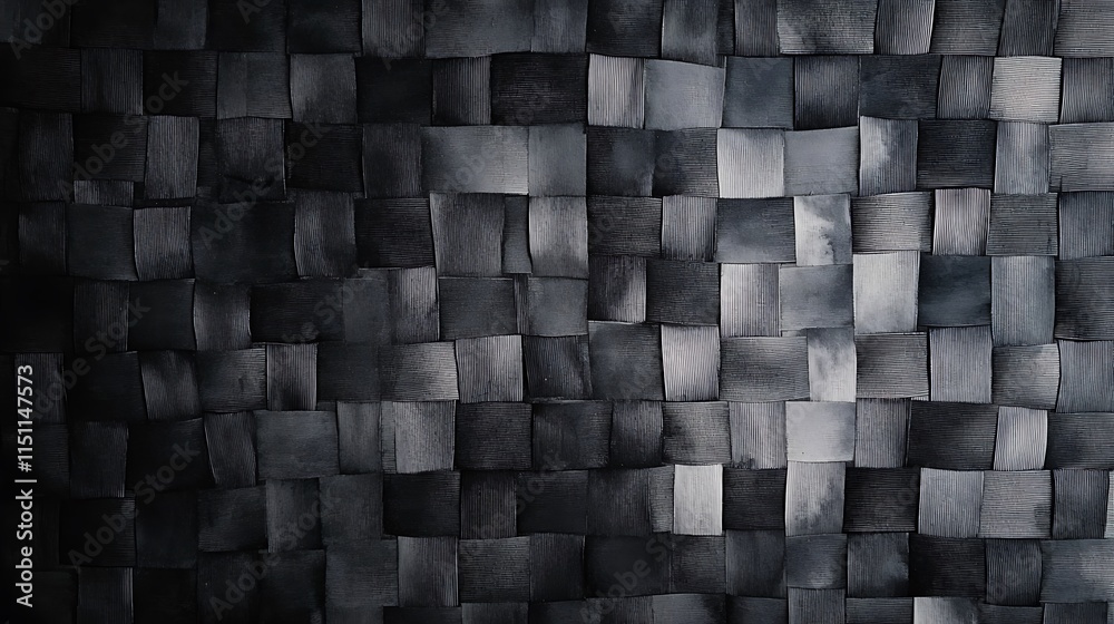 Poster dark woven texture background with shadows.