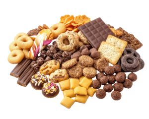 Delicious assortment of snacks including cookies, cho tes, and candies, perfect for sharing or indulging. colorful and tempting display of sweet treats