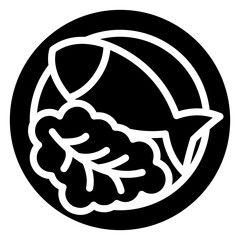 Cooked Fish Icon, Black And White Glyph Icon Symbol