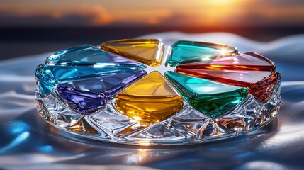 Colorful Glass Pie Chart Data Presentation  Studio Shot