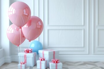 pink balloon with gift box