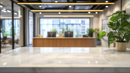 Fototapeta premium Modern office reception area with marble counter