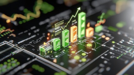 Obraz premium Growing Business Data 3D Charts Graphs Financial Success
