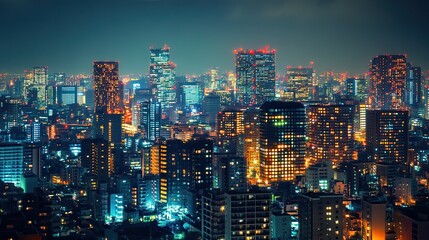 Obraz premium Building Cityscape: An Expanding Digital Network --