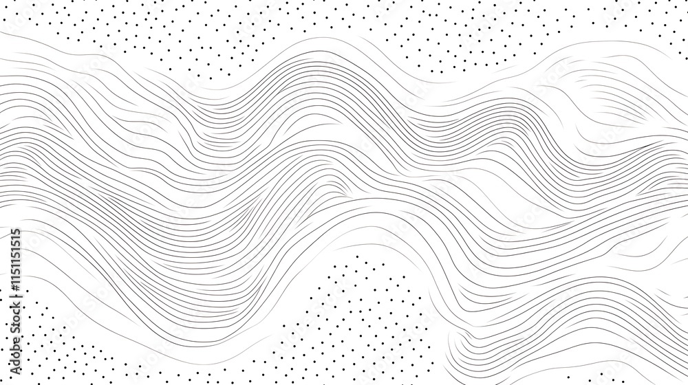 Poster abstract wavy lines and dotted texture.
