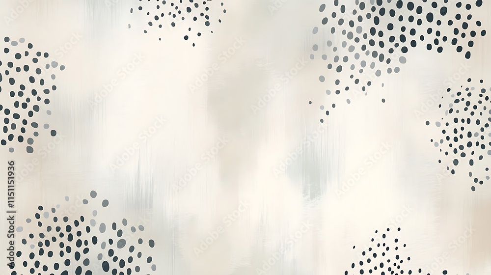Poster beige abstract background with dots and brushstrokes.