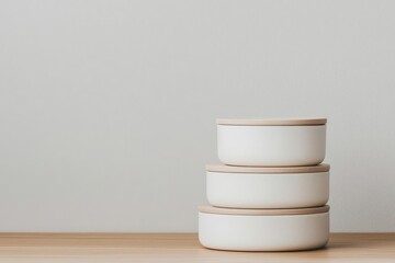 ethical products and sustainability. A reusable silicone food storage system with a neutral color palette, ideal for minimalist kitchens, ethical products sustainability minimalist