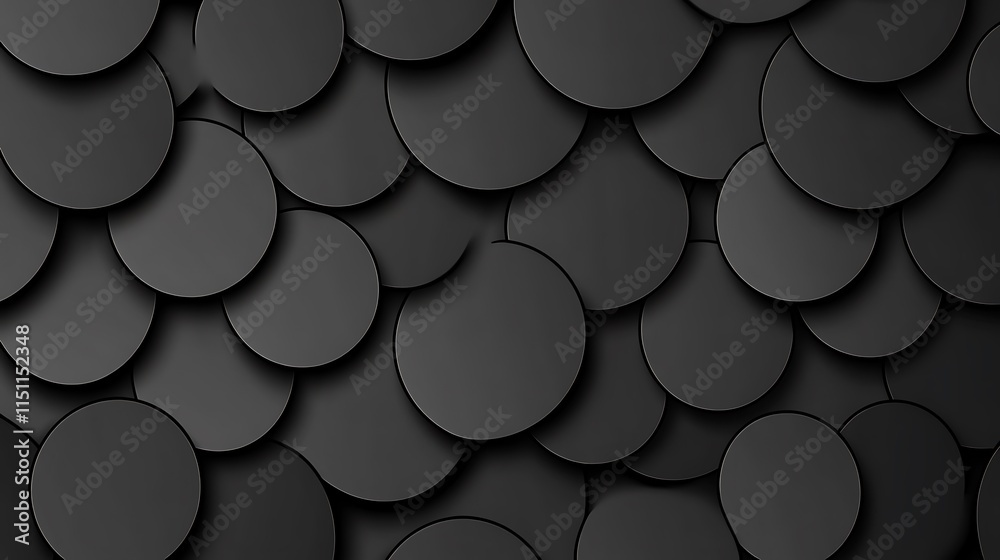 Poster Dark gray overlapping circles background.