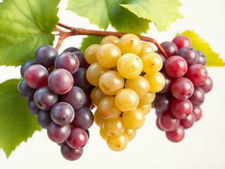 Fototapeta premium Pile of grapes varieties. Fresh grapes on PNG transparent background. Grapes fruit 