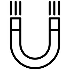 Magnet Icon, Black And White Outline Icon Symbol