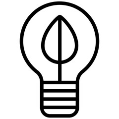 Bulb Icon, Black And White Outline Icon Symbol
