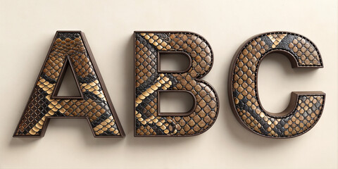 letters, alphabet, snakeskin, leather