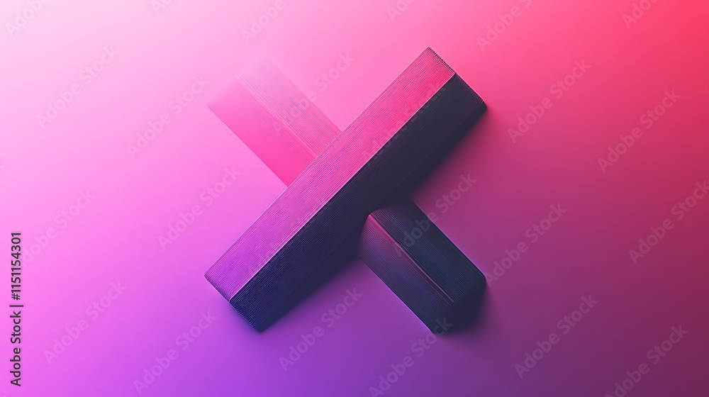 Aufkleber 3d x symbol on gradient background.
