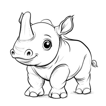 recommend clip art: Cute baby rhino illustration for children coloring page 