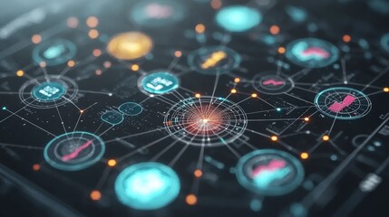 Fototapeta premium Futuristic Data Network Global Connections Digital Interface Network Technology Cyber