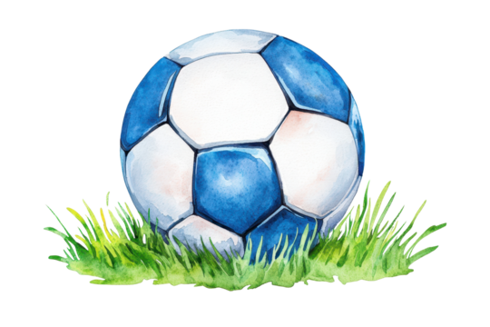 Vibrant Watercolor Soccer Ball on Grassy Field