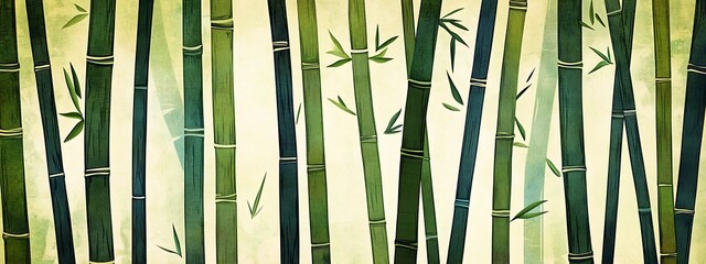 Obraz premium Serene bamboo forest in misty light.