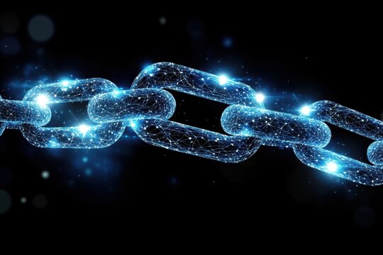 Abstract glowing blue chain link network. (1)