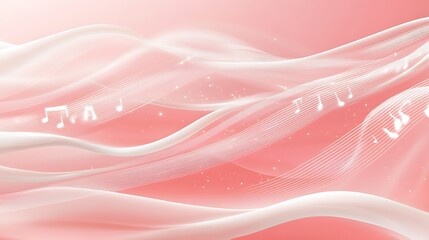 Pink flowing waves with music notes.