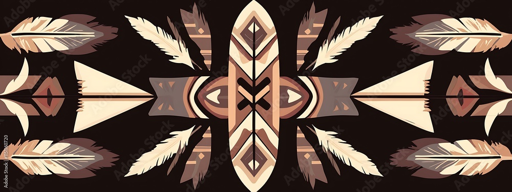 Poster Native American pattern with feathers.