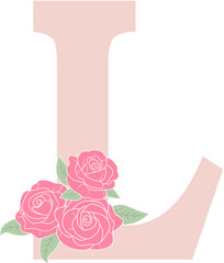 Alphabet L with Roses Bouquet illustration