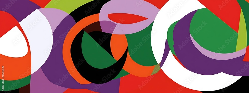 Poster Colorful abstract overlapping circles and shapes.
