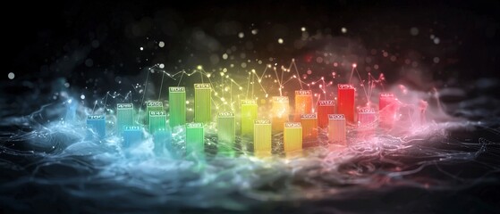 Obraz premium Colorful Bar Chart Data Visualization Abstract Financial Growth Futuristic Technology N