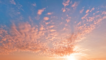 cute sunset gold clouds on the sky background - photo of nature