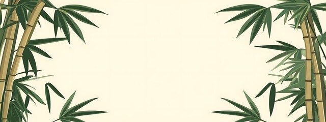 Fototapeta premium Bamboo frame on a beige background.