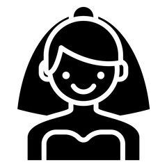 Bride Icon, Black And White Glyph Icon Symbol