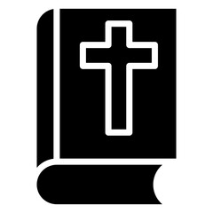 Obraz premium Bible Icon, Black And White Glyph Icon Symbol