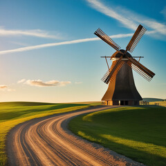 windmill at sunset