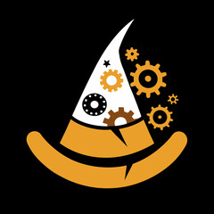 Victorian Steampunk Hat with Candy Corn Charm and Mystical Details For T-shirt Design