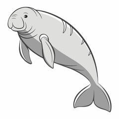 Obraz premium Stunning vector artwork of a graceful dugong, perfect for prints, designs, and creative projects.
