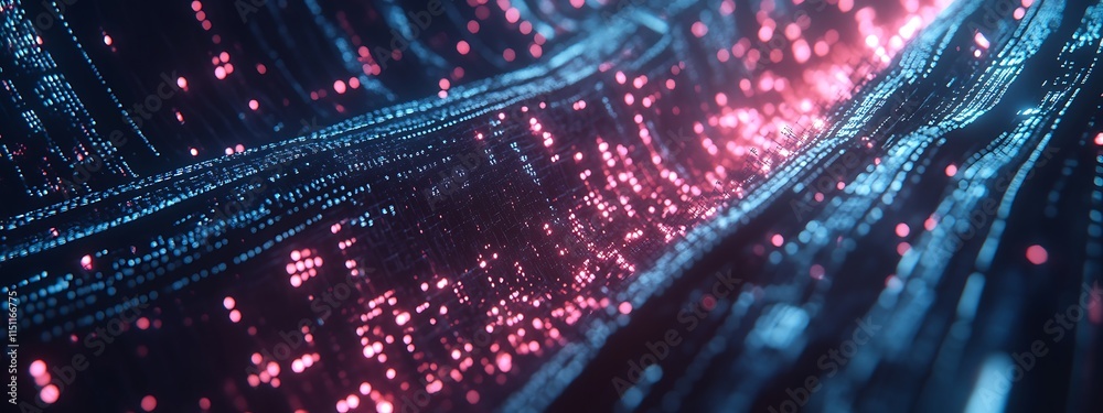 Leinwandbilder abstract digital data flow with glowing particles.