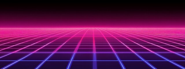 Retro neon grid background.