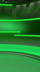 A professional green screen background designed for news anchorman broadcasts, providing a versatile media backdrop