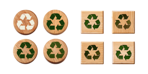 Recycle Symbols on Wooden Backgrounds