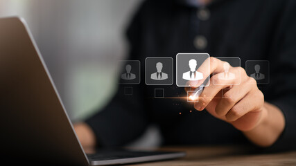 HRM or Human Resource Management ,Strategic planning for success through people business development concept by choosing professional leaders employee competency ,Teamwork ,job interview