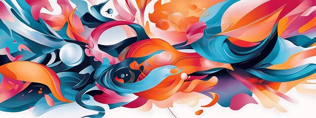 Abstract colorful swirls and splashes.