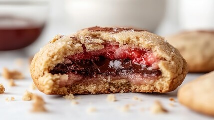 Soft and Chewy Cookie with Sweet Filling of Chocolate and Jam