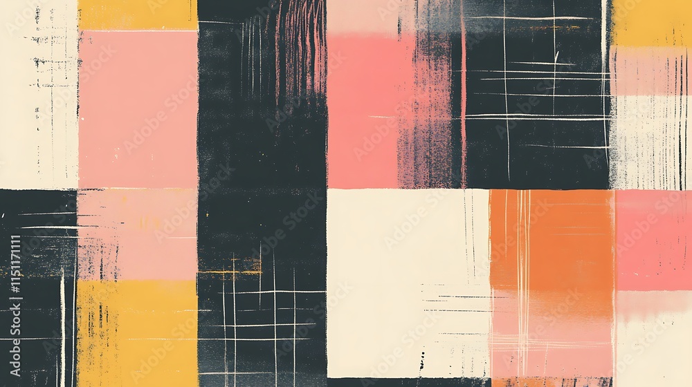 Poster Abstract checkered pattern with grunge texture.