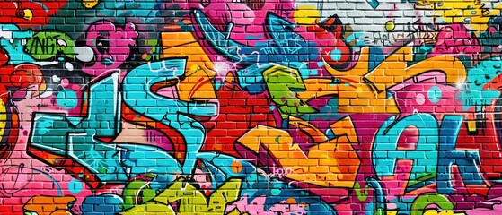 Abstract Graffiti Art with Brick Background