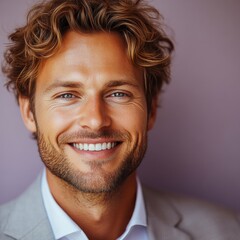 Fototapeta premium Confident businessman with a suit and a smile in a studio background, He looking at the camera